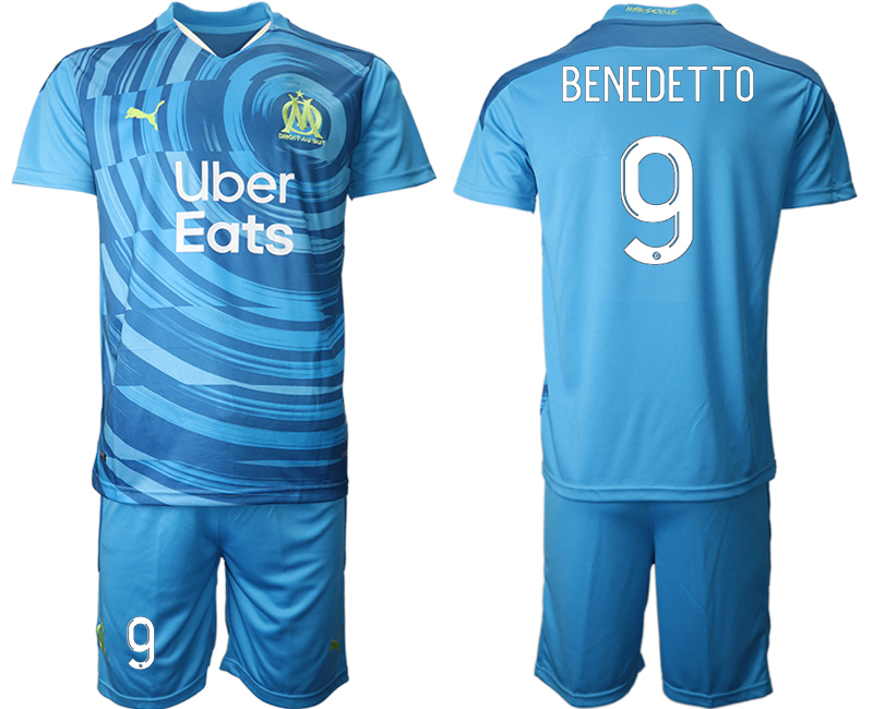 Men 2021 Olympique de Marseille away #9 soccer jerseys->youth soccer jersey->Youth Jersey